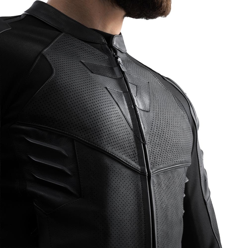 Blouson de moto en cuir noir Rebelhorn Vandal 2