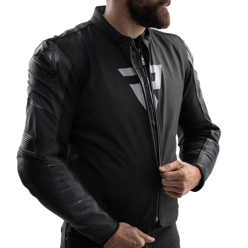 Blouson de moto en cuir noir Rebelhorn Vandal 2