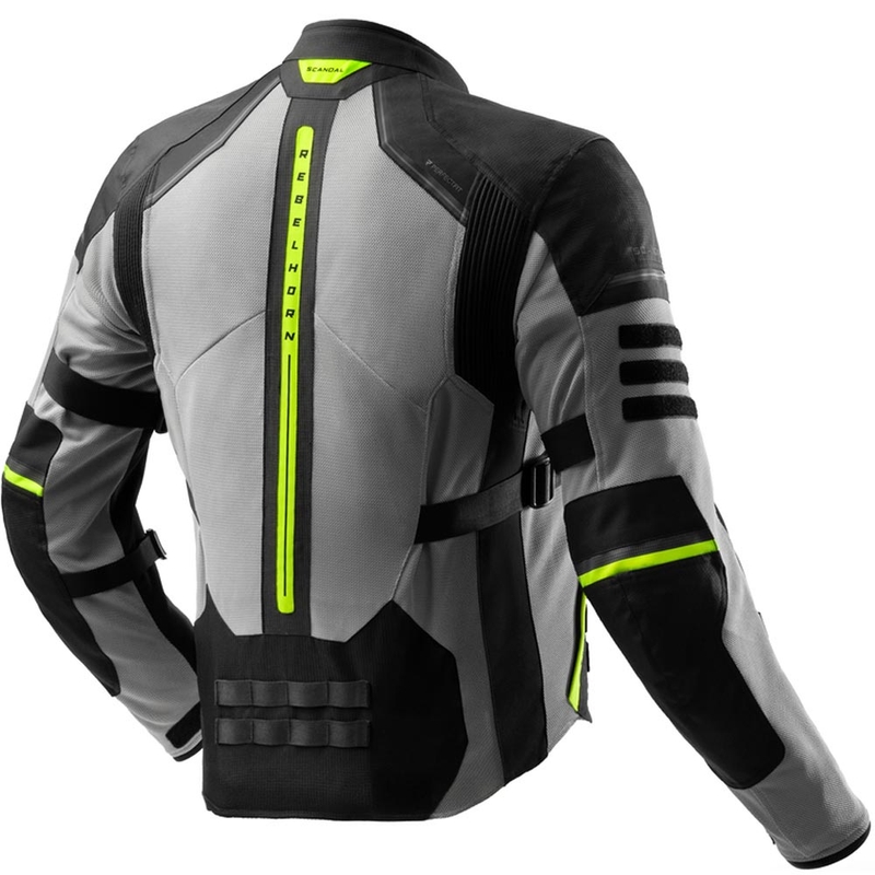 Blouson de moto Rebelhorn Scandal 3 noir-gris-jaune fluo