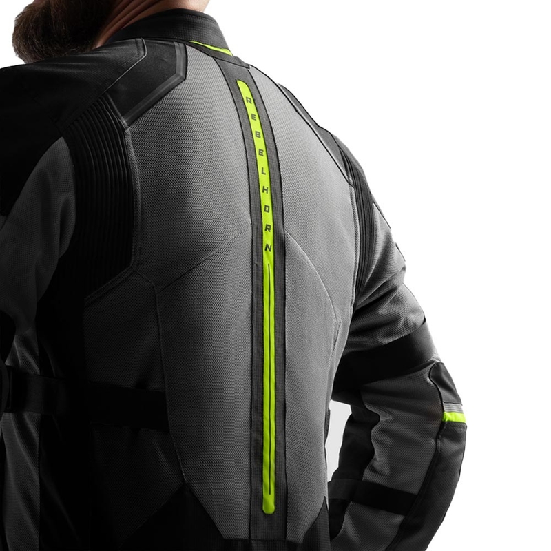 Blouson de moto Rebelhorn Scandal 3 noir-gris-jaune fluo