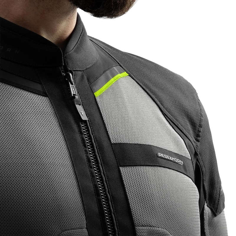 Blouson de moto Rebelhorn Scandal 3 noir-gris-jaune fluo