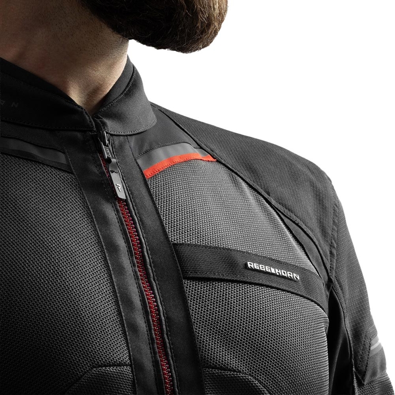Blouson de moto Rebelhorn Scandal 3 gris foncé-noir-rouge