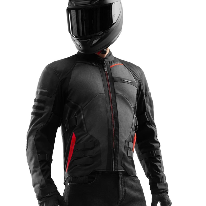 Blouson de moto Rebelhorn Scandal 3 gris foncé-noir-rouge