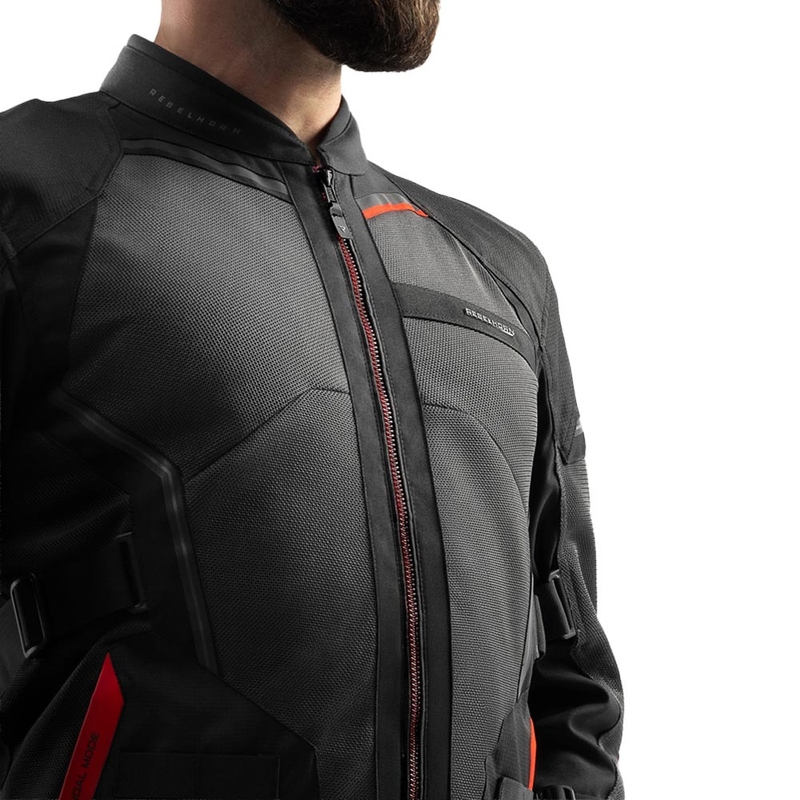 Blouson de moto Rebelhorn Scandal 3 gris foncé-noir-rouge