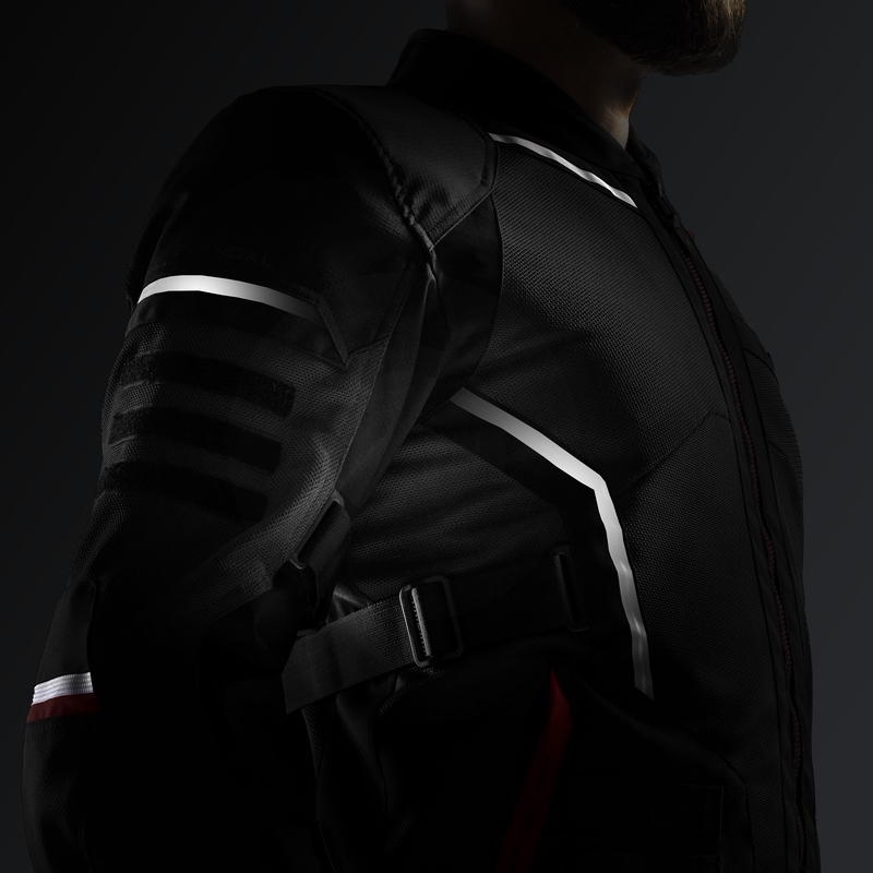 Blouson de moto Rebelhorn Scandal 3 gris foncé-noir-rouge