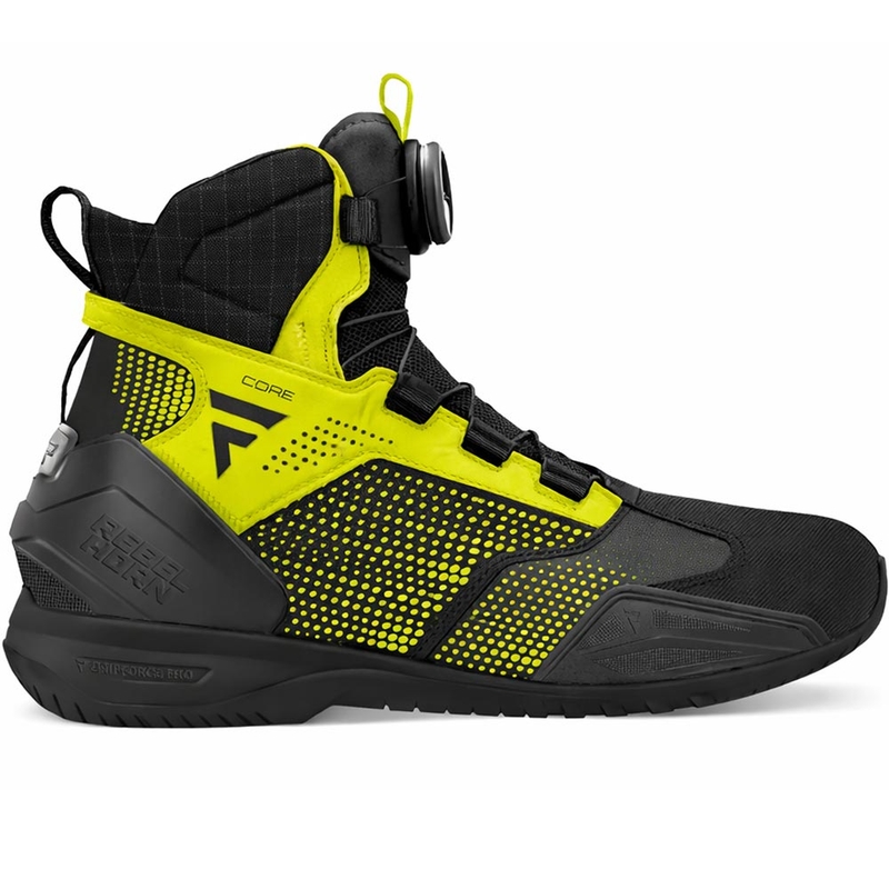Bottes de moto Rebelhorn Core noir et jaune fluo