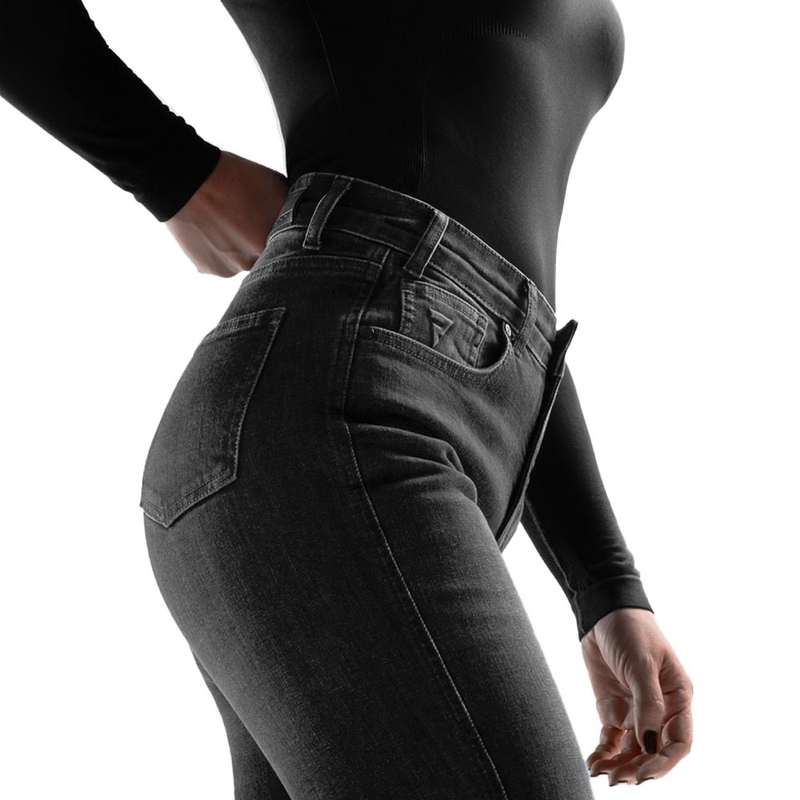 Jean moto femme Rebelhorn Classic Monolayer noir délavé