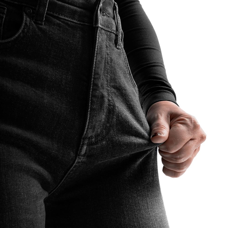 Jean moto femme Rebelhorn Classic Monolayer noir délavé