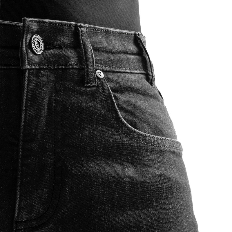 Jean moto long pour femme Rebelhorn Classic Monolayer noir délavé
