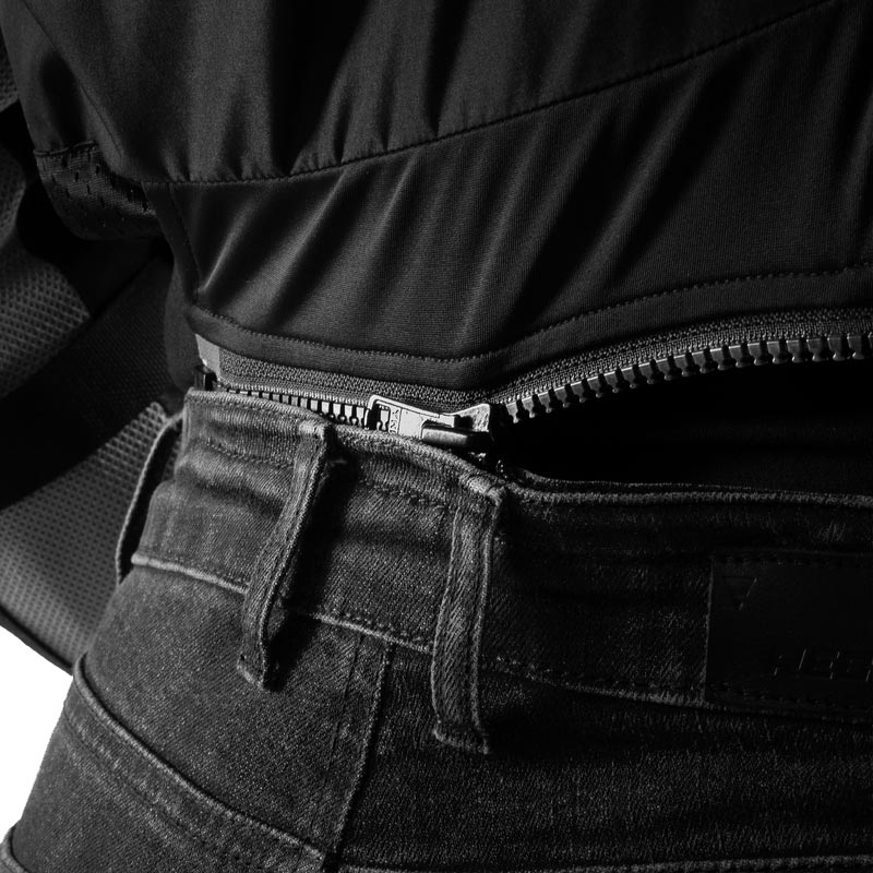 Jean moto long pour femme Rebelhorn Classic Monolayer noir délavé