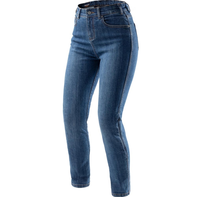 Jean moto court pour femme Rebelhorn Classic Monolayer bleu délavé