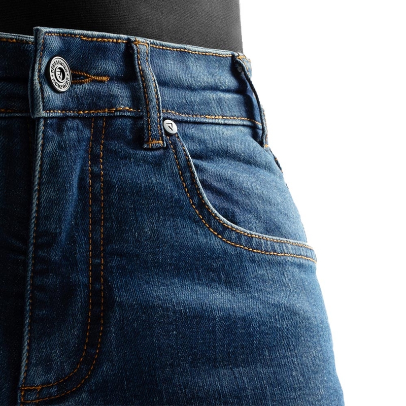 Jean moto court pour femme Rebelhorn Classic Monolayer bleu délavé