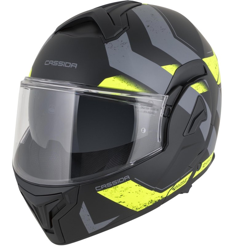 Casque de moto modulable Cassida MultiFlip Korp noir mat-jaune fluo-gris