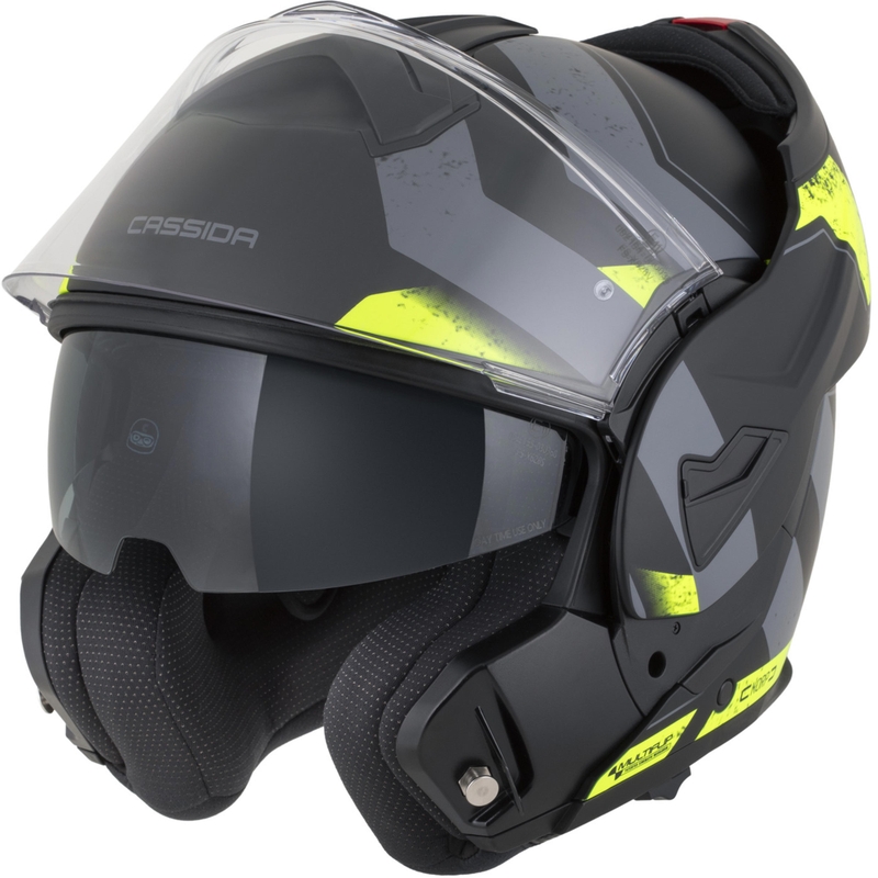 Casque de moto modulable Cassida MultiFlip Korp noir mat-jaune fluo-gris