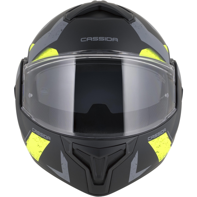 Casque de moto modulable Cassida MultiFlip Korp noir mat-jaune fluo-gris