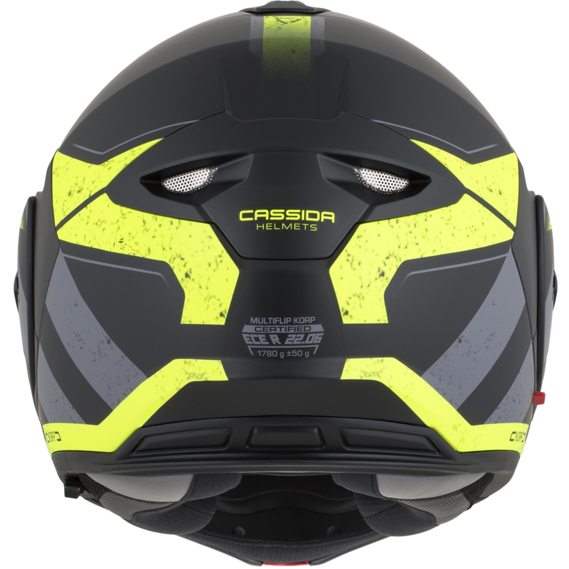 Casque de moto modulable Cassida MultiFlip Korp noir mat-jaune fluo-gris