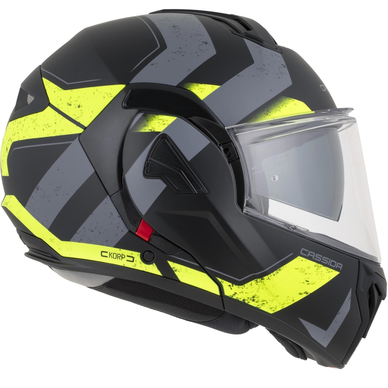 Casque de moto modulable Cassida MultiFlip Korp noir mat-jaune fluo-gris