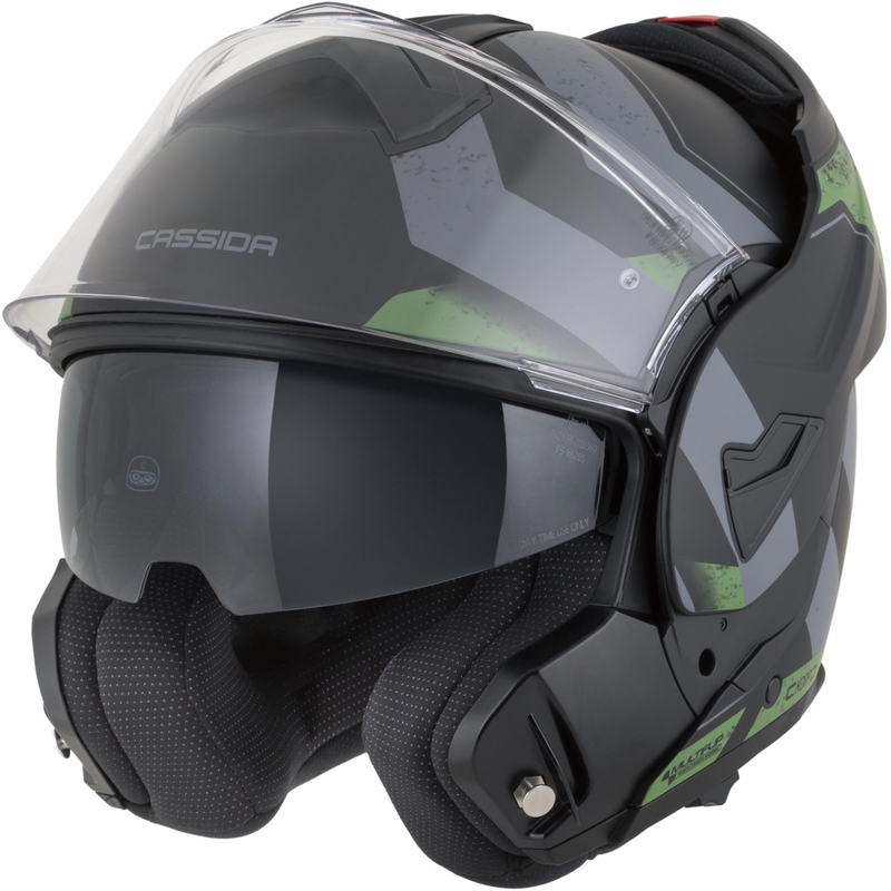 Casque de moto modulable Cassida MultiFlip Korp noir mat-vert-gris