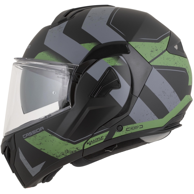 Casque de moto modulable Cassida MultiFlip Korp noir mat-vert-gris