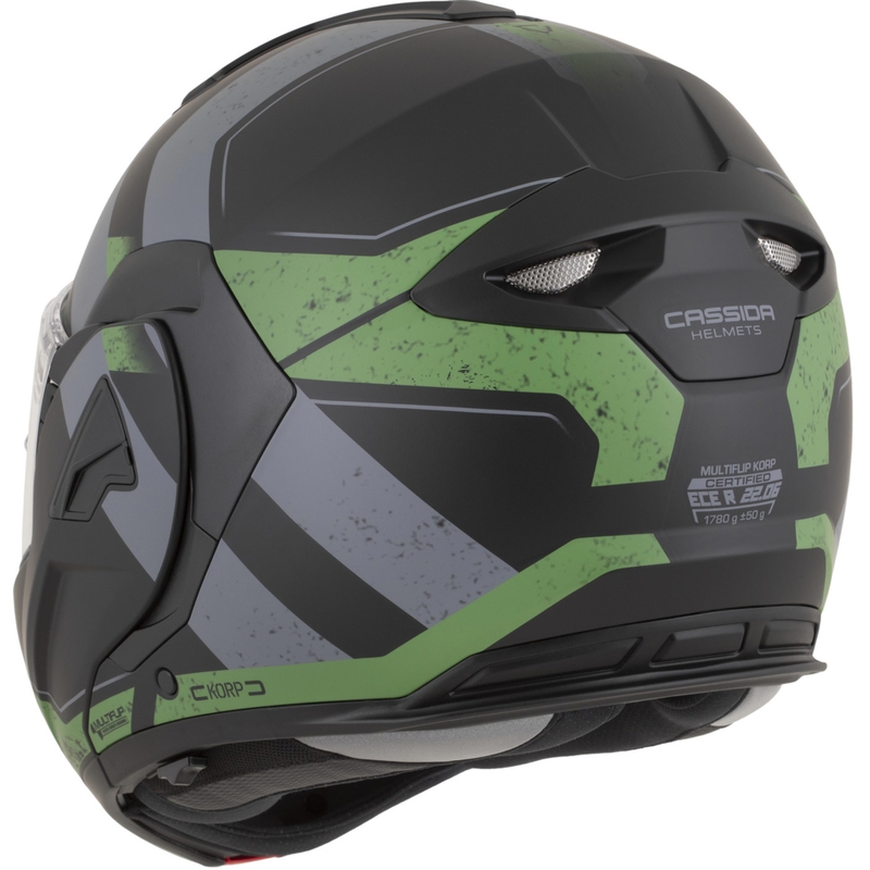 Casque de moto modulable Cassida MultiFlip Korp noir mat-vert-gris