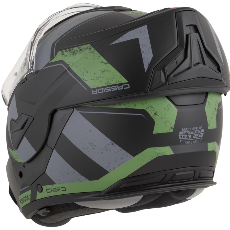 Casque de moto modulable Cassida MultiFlip Korp noir mat-vert-gris