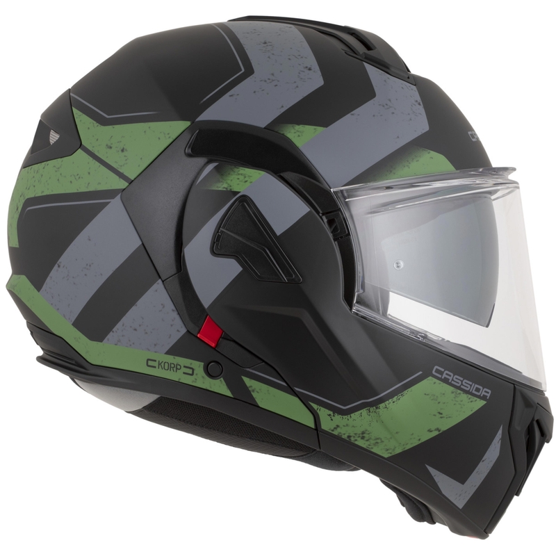 Casque de moto modulable Cassida MultiFlip Korp noir mat-vert-gris