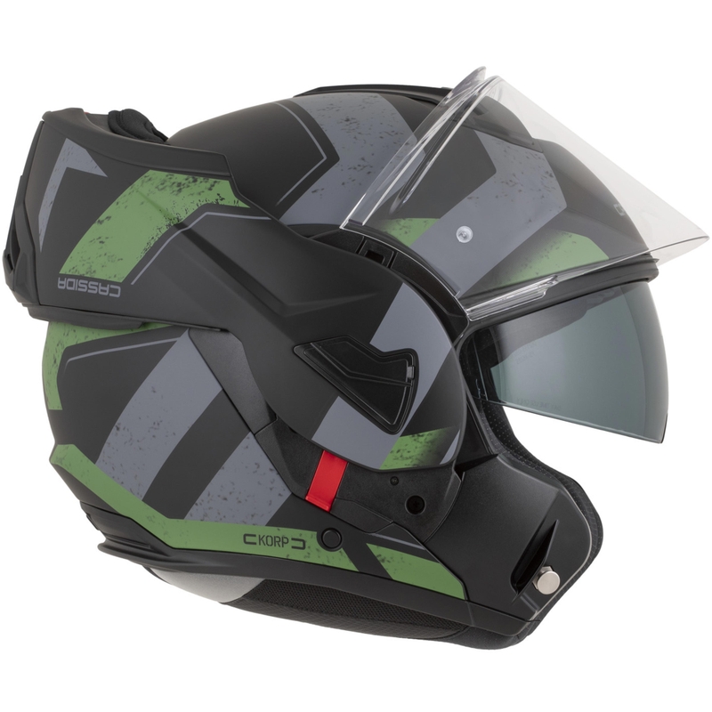 Casque de moto modulable Cassida MultiFlip Korp noir mat-vert-gris