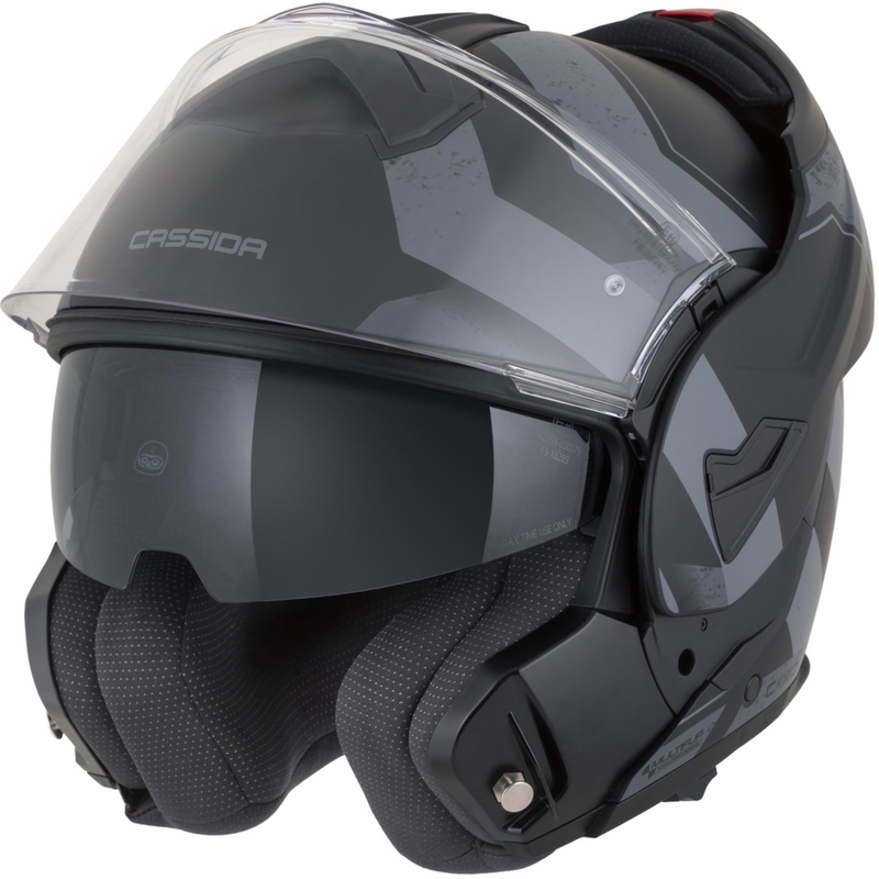 Casque de moto modulable Cassida MultiFlip Korp noir mat-gris foncé-gris