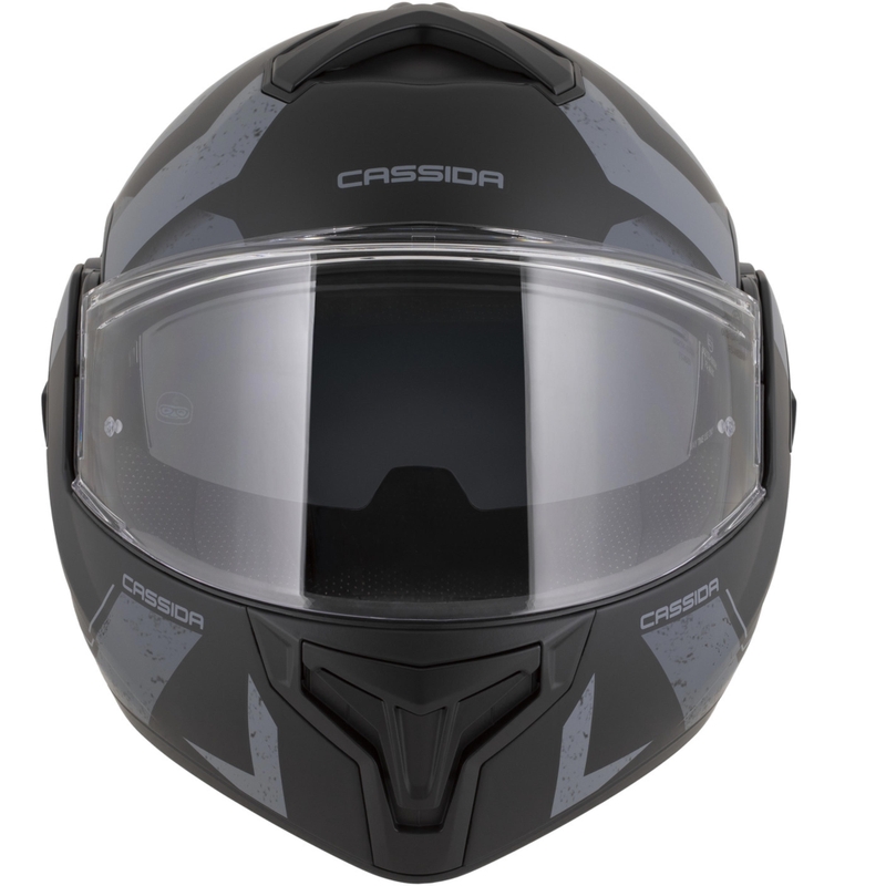 Casque de moto modulable Cassida MultiFlip Korp noir mat-gris foncé-gris