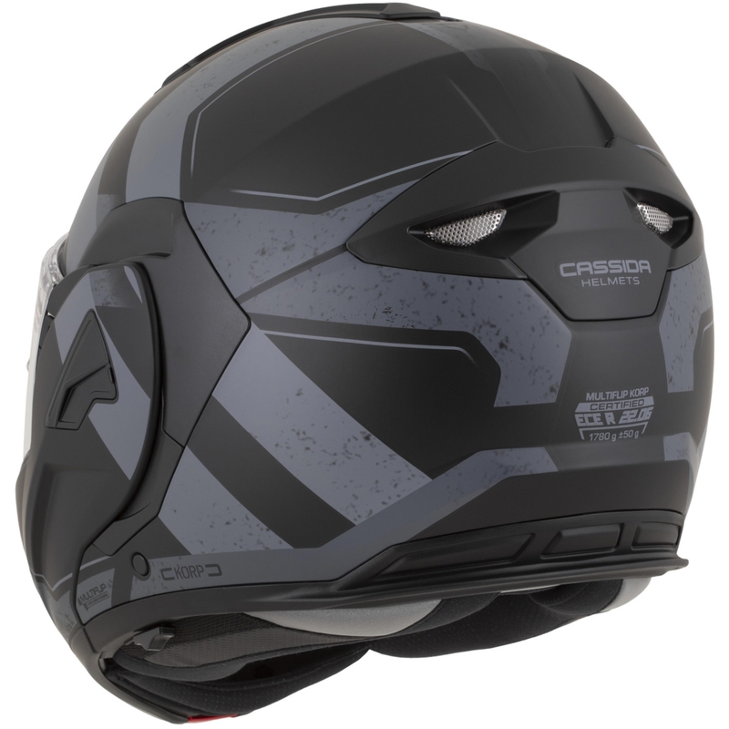 Casque de moto modulable Cassida MultiFlip Korp noir mat-gris foncé-gris