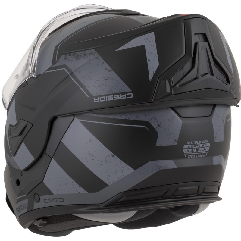 Casque de moto modulable Cassida MultiFlip Korp noir mat-gris foncé-gris