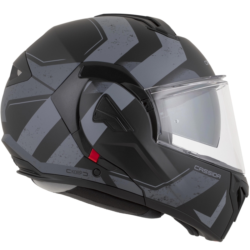 Casque de moto modulable Cassida MultiFlip Korp noir mat-gris foncé-gris