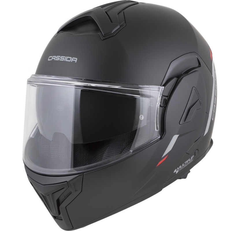 Casque de moto modulable Cassida MultiFlip Korp noir mat-rouge-gris