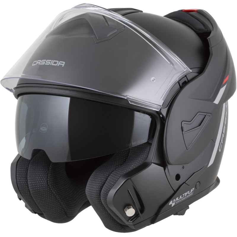 Casque de moto modulable Cassida MultiFlip Korp noir mat-rouge-gris