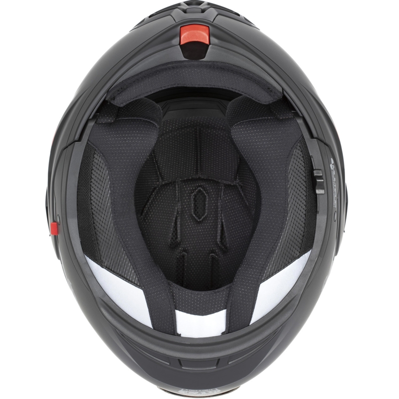 Casque de moto modulable Cassida MultiFlip Korp noir mat-rouge-gris
