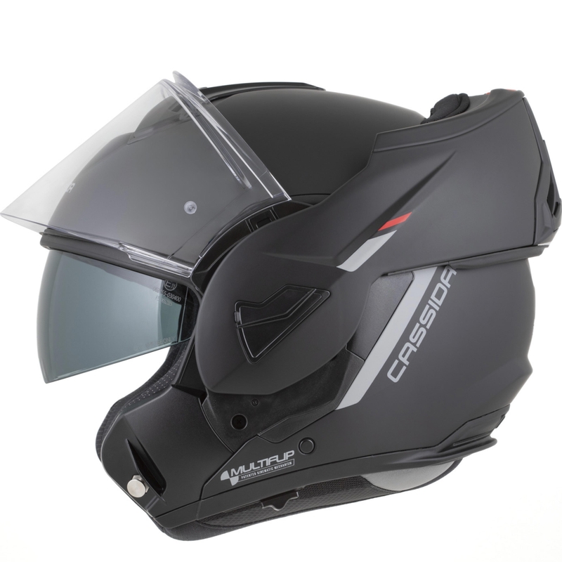 Casque de moto modulable Cassida MultiFlip Korp noir mat-rouge-gris