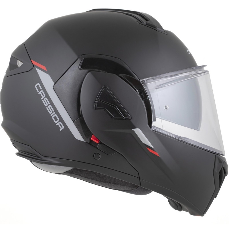 Casque de moto modulable Cassida MultiFlip Korp noir mat-rouge-gris