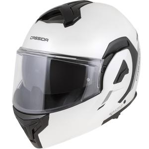 Casque de moto modulable Cassida MultiFlip Solid blanc nacré-noir
