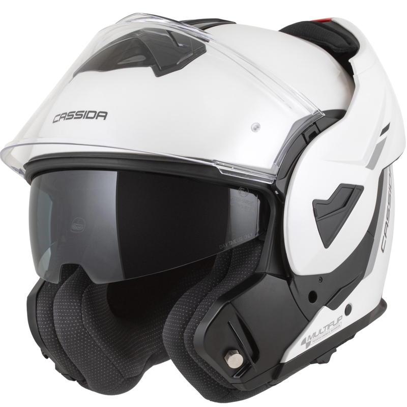 Casque de moto modulable Cassida MultiFlip Solid blanc nacré-noir