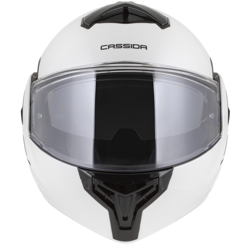 Casque de moto modulable Cassida MultiFlip Solid blanc nacré-noir