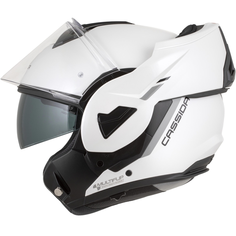 Casque de moto modulable Cassida MultiFlip Solid blanc nacré-noir