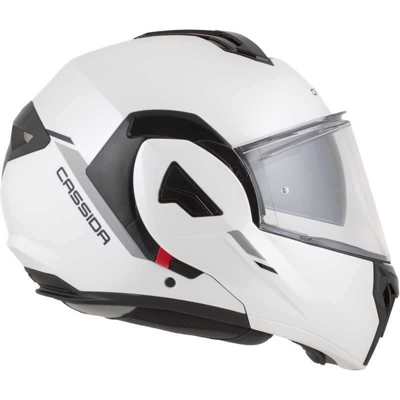 Casque de moto modulable Cassida MultiFlip Solid blanc nacré-noir