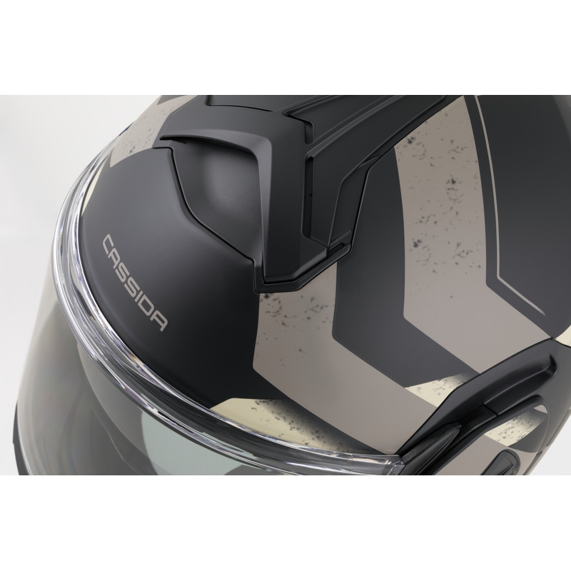 Casque de moto modulable Cassida MultiFlip Korp noir mat sable kaki