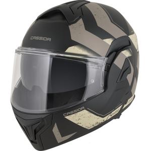 Casque de moto modulable Cassida MultiFlip Korp noir mat sable kaki