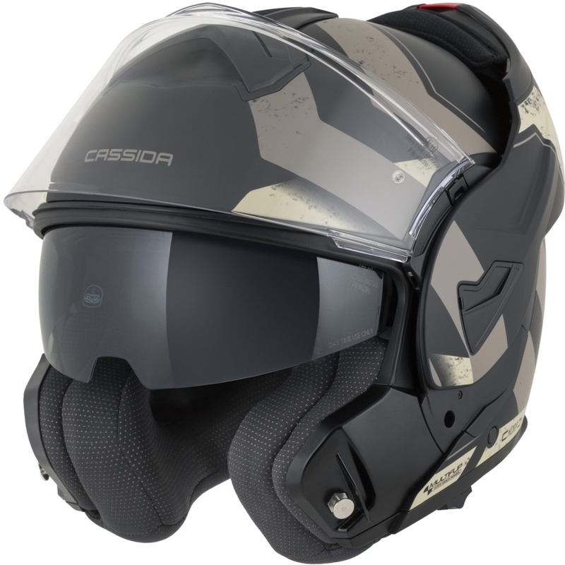 Casque de moto modulable Cassida MultiFlip Korp noir mat sable kaki