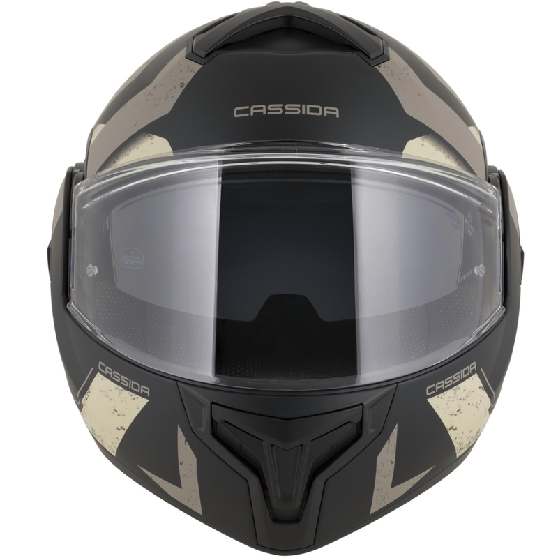 Casque de moto modulable Cassida MultiFlip Korp noir mat sable kaki