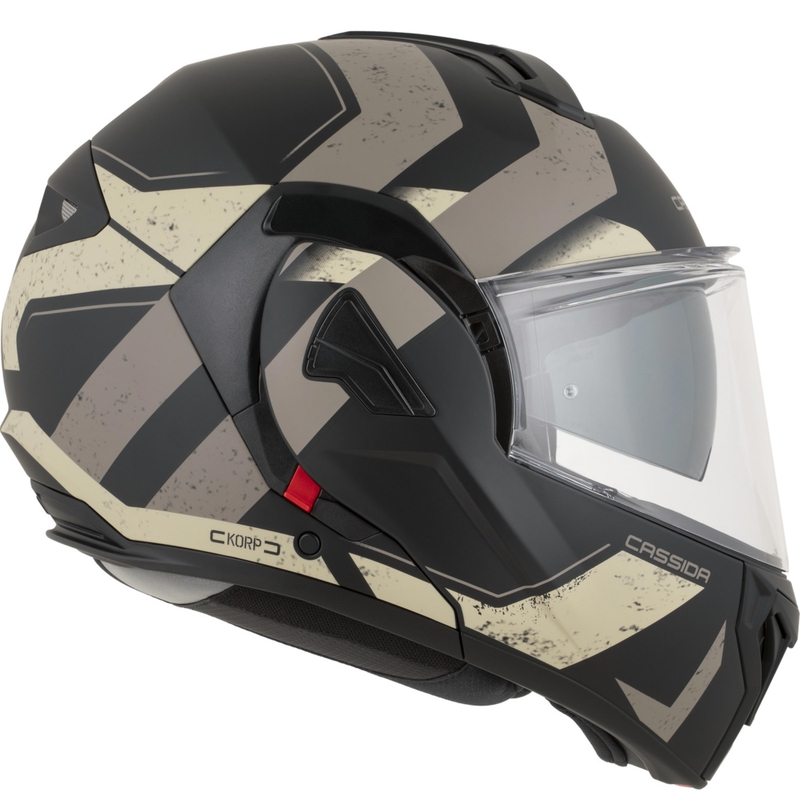 Casque de moto modulable Cassida MultiFlip Korp noir mat sable kaki
