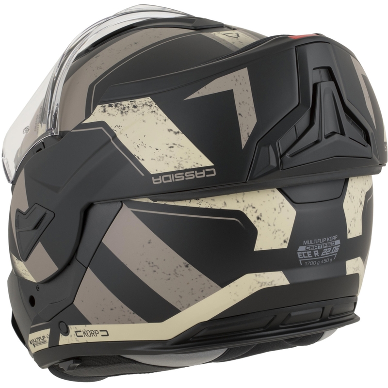 Casque de moto modulable Cassida MultiFlip Korp noir mat sable kaki