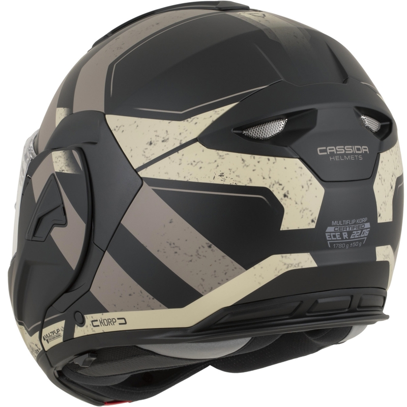 Casque de moto modulable Cassida MultiFlip Korp noir mat sable kaki