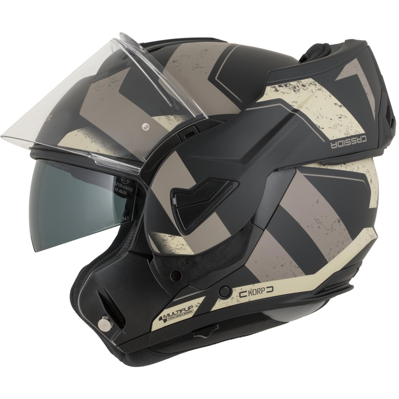 Casque de moto modulable Cassida MultiFlip Korp noir mat sable kaki